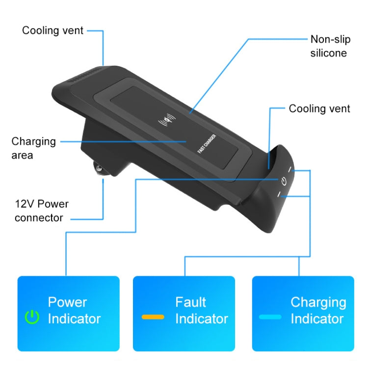 HFC-1063 Car Qi Standard Wireless Charger 10W Quick Charging for Toyota Alphard 2015-2021, Left Driving, HFC-1063 HFC-1063 Car Qi Standard Wireless Charger 10W Quick Charging for Toyota Alphard 2015-2021, Left Driving, HFC-1063
